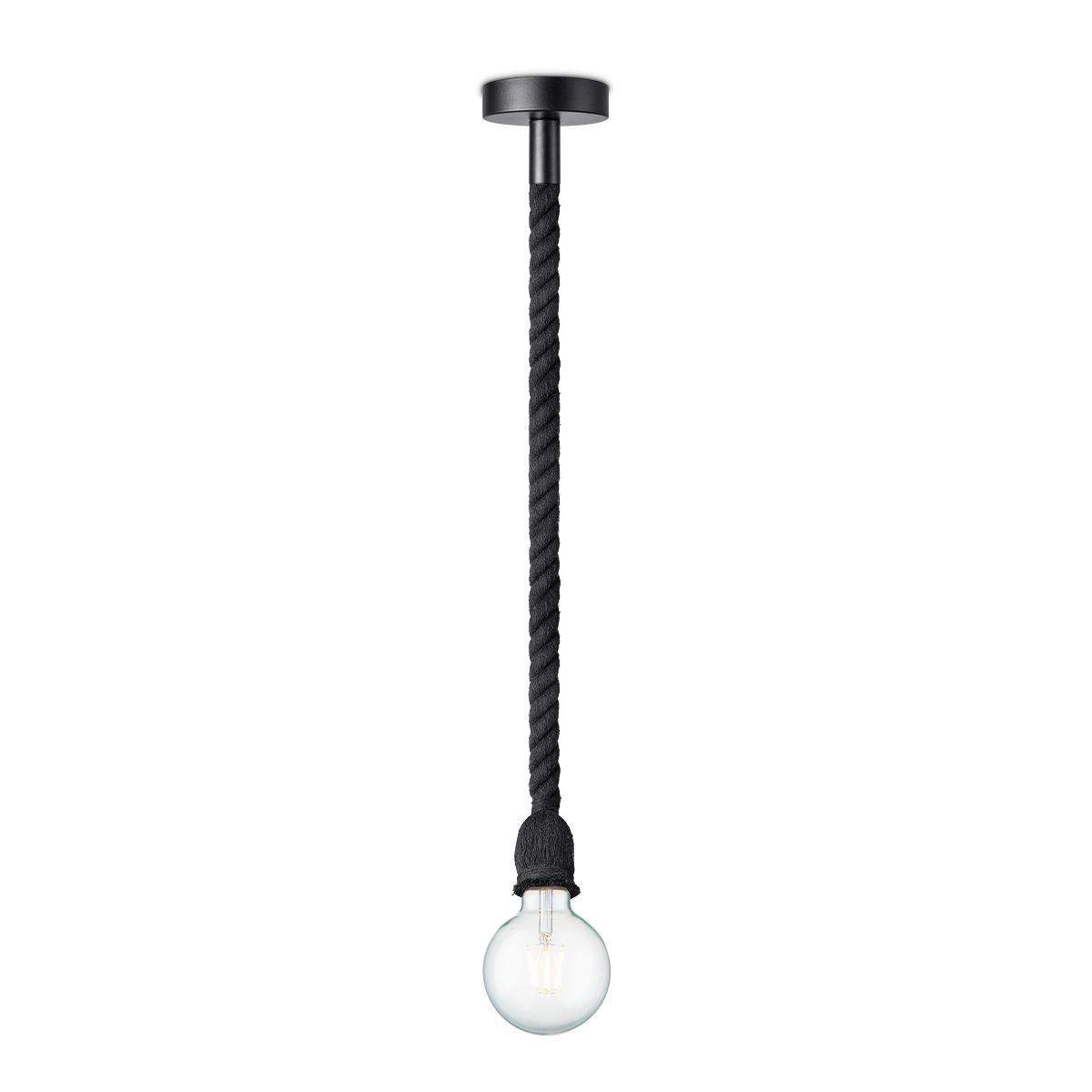Home Sweet Home Hanglamp Leonardo 100 – Zwart – Stoere Touwpendel voor een Intieme Sfeer
