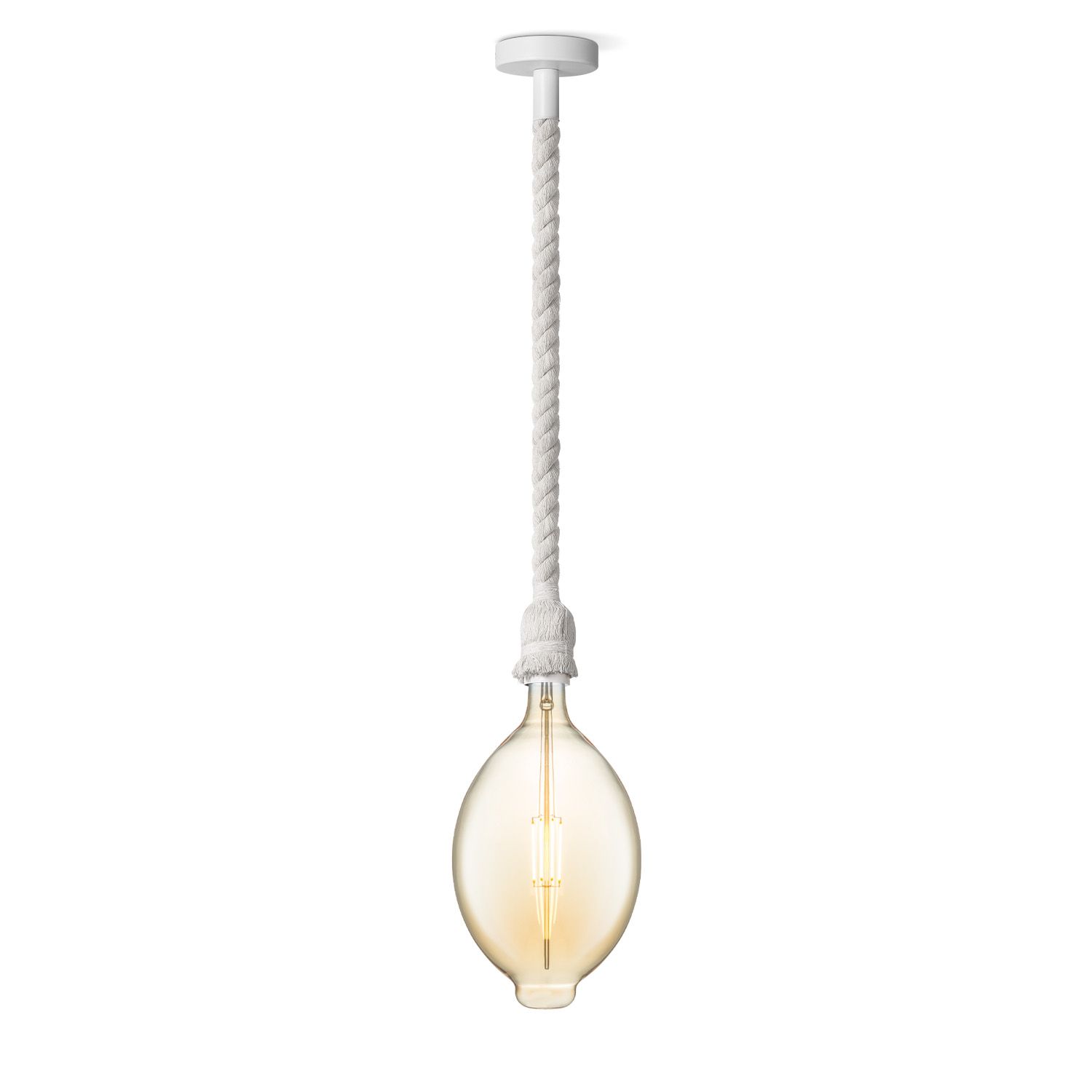 Home Sweet Home Hanglamp Leonardo – Moderne Touwlamp in Wit met Amber LED