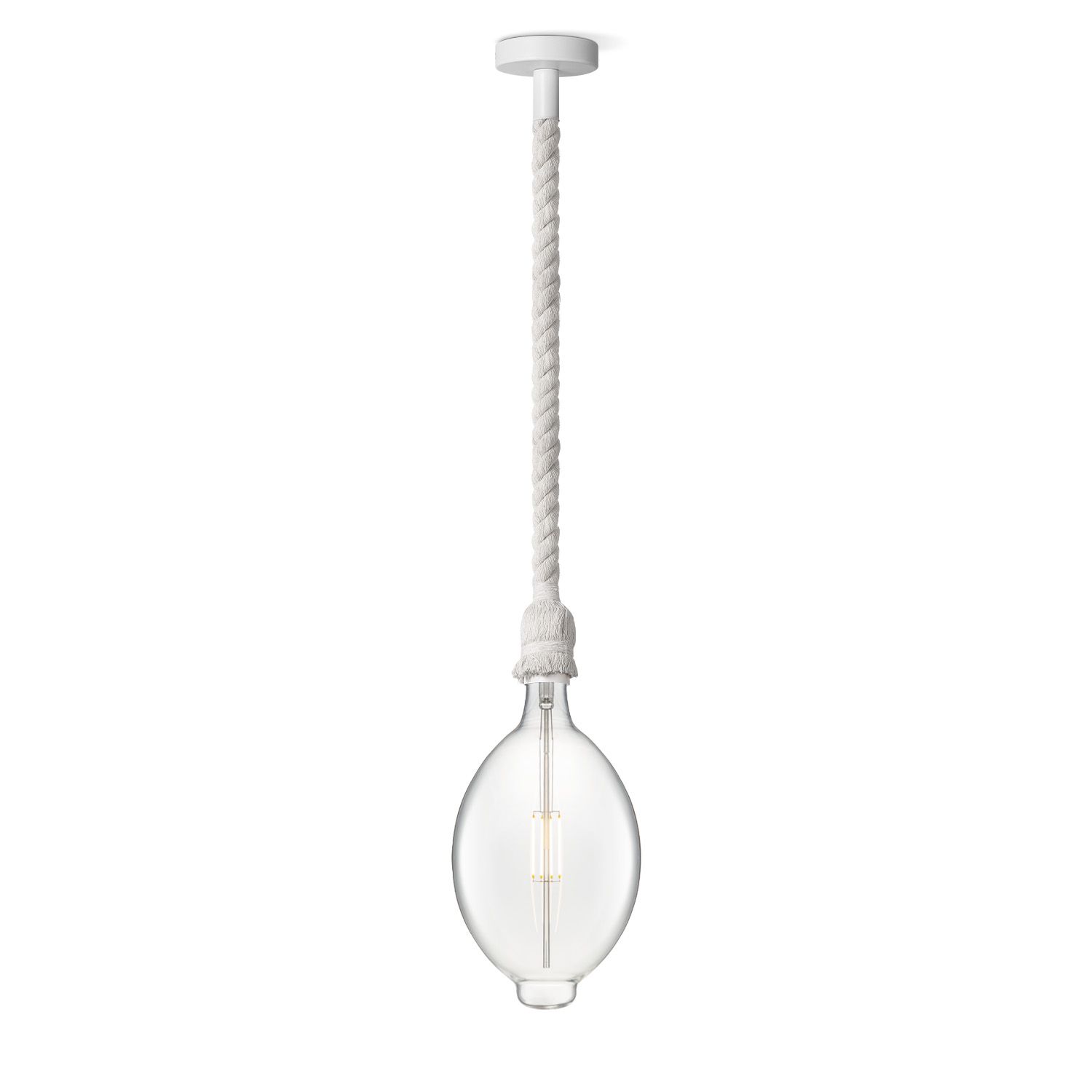 Home sweet home hanglamp Leonardo – Moderne witte touwlamp met LED