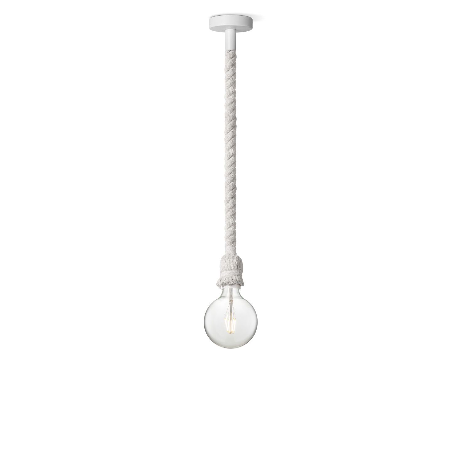 Home sweet home hanglamp Leonardo – stralende witte touwlamp met LED‑licht