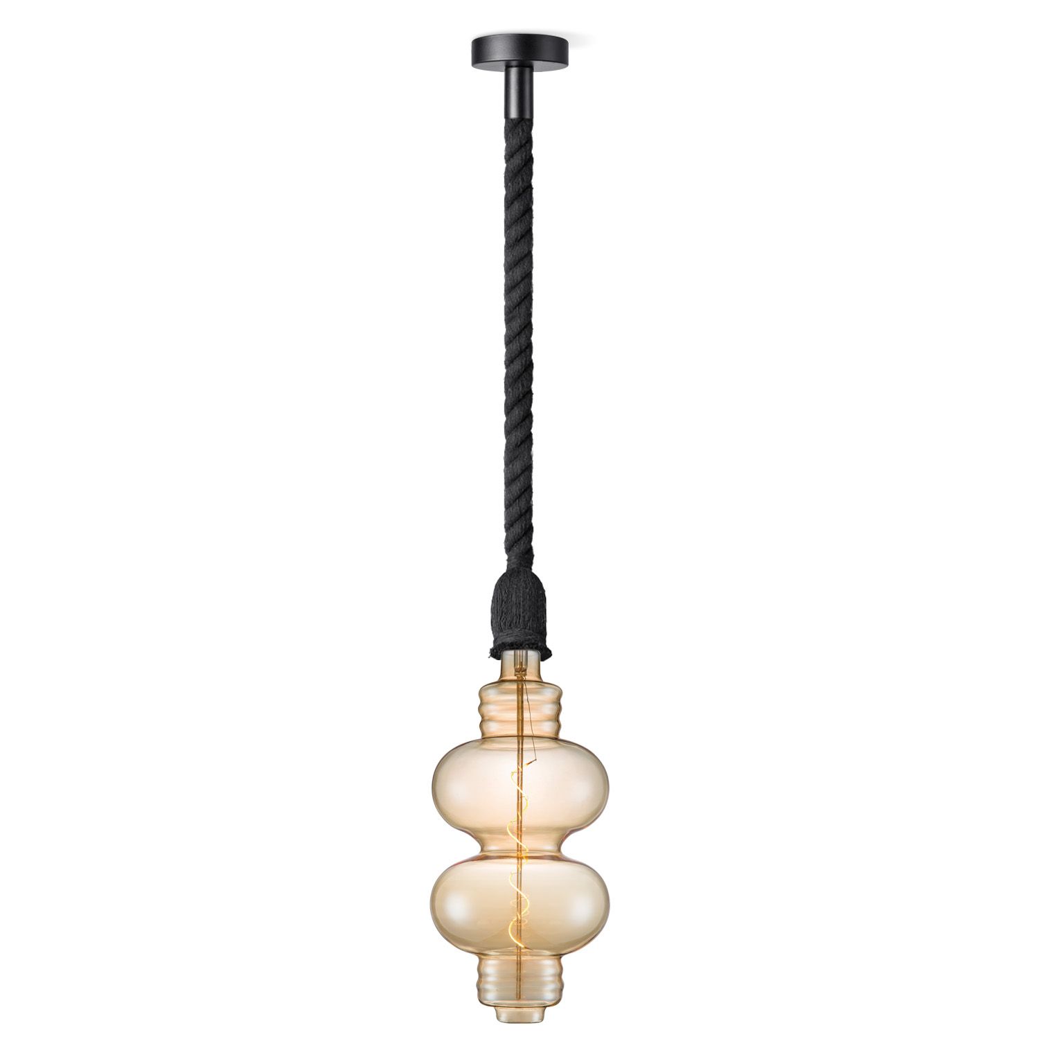Home Sweet Home Hanglamp Leonardo – Zwart met Amber Accent