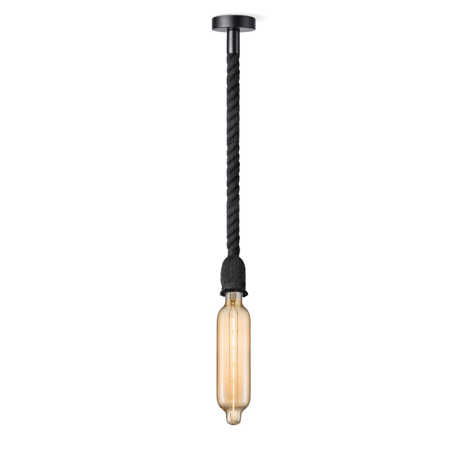 Home Sweet Home hanglamp Leonardo – Zwart touw met amberlicht