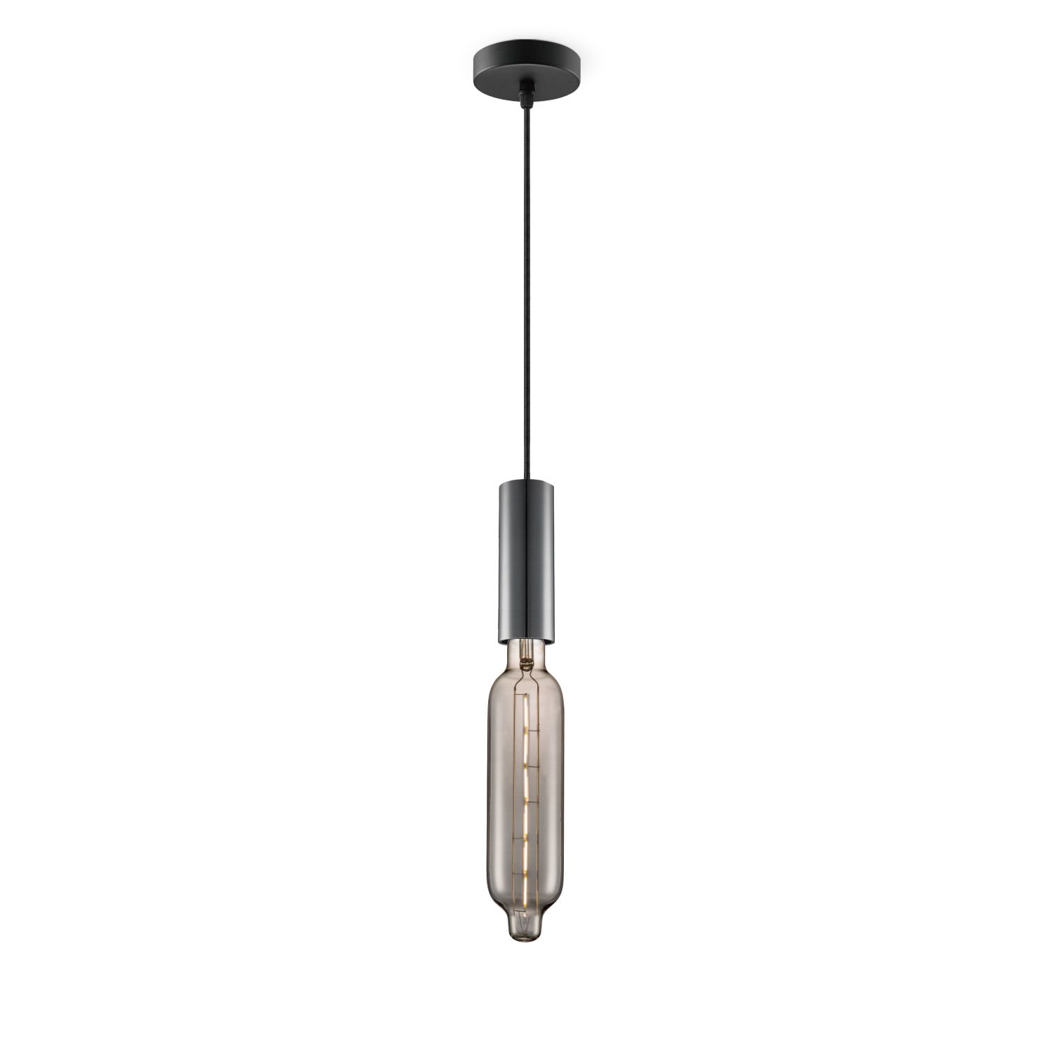 Home Sweet Home Hanglamp Saga – Zwarte Tube met Smokekleur