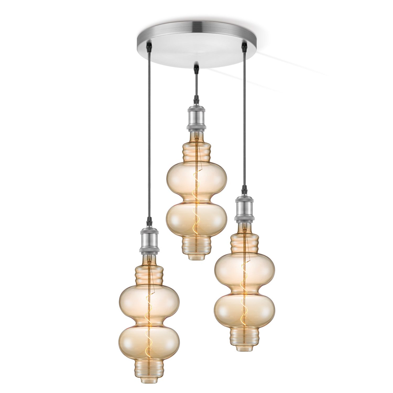 Home Sweet Home Hanglamp Vintage 3‑Licht Diabolo – Amber