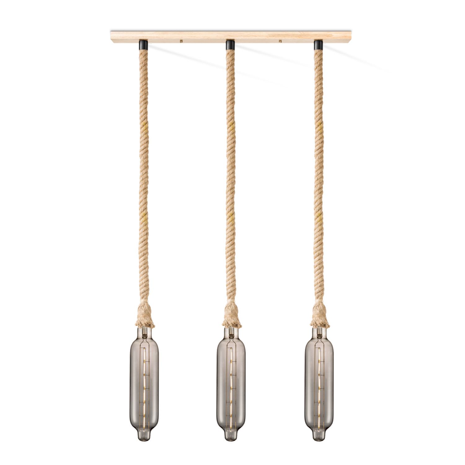 Home Sweet Home – Leonardo 3‑Lichts Touw Hanglamp in Smoke Glas