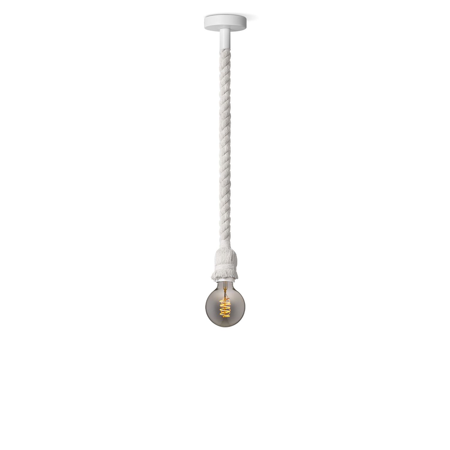 Home Sweet Home Leonardo Hanglamp – Moderne Witte Touwlamp met Smokey LED