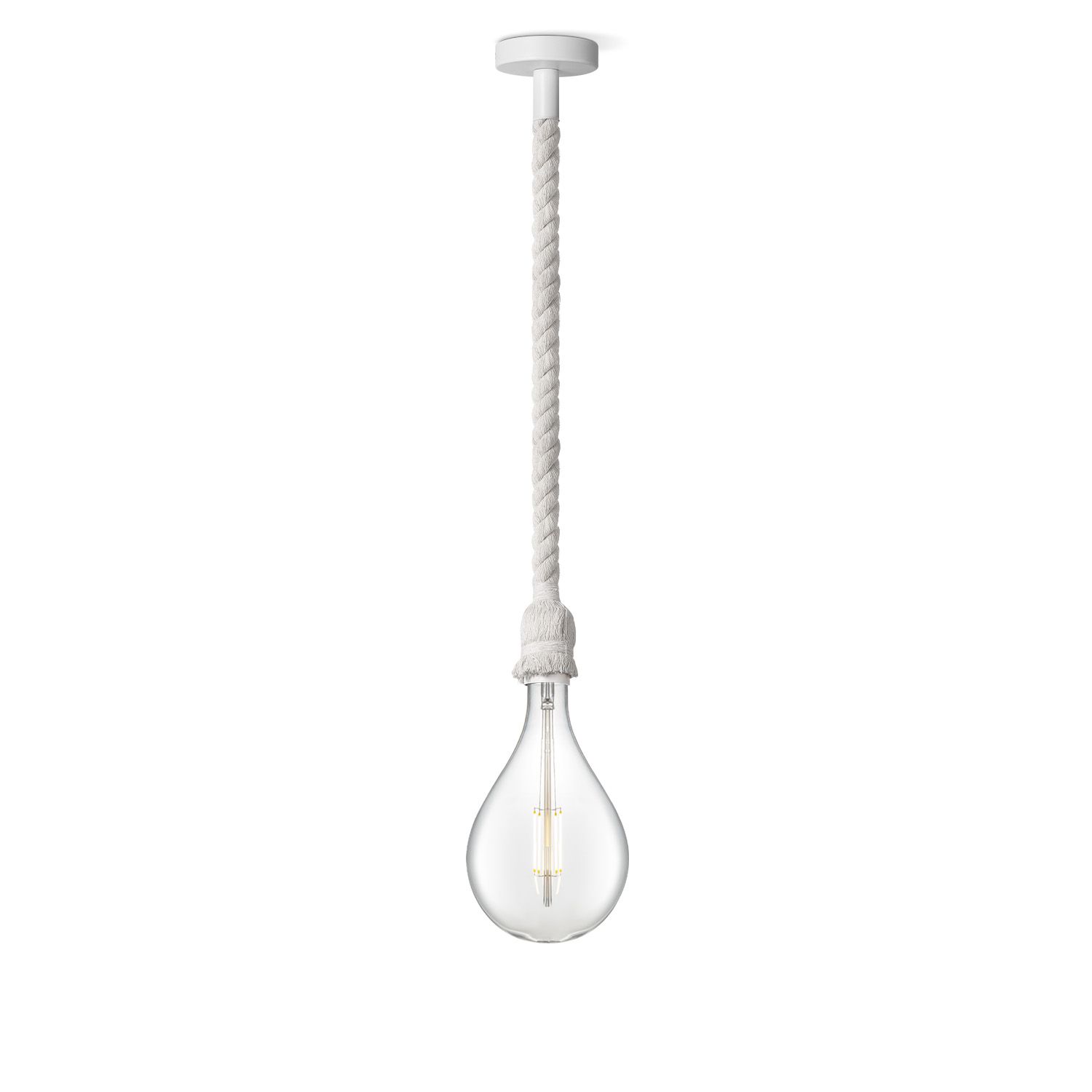Home sweet home Leonardo Hanglamp – Strakke Witte Touwlamp met LED