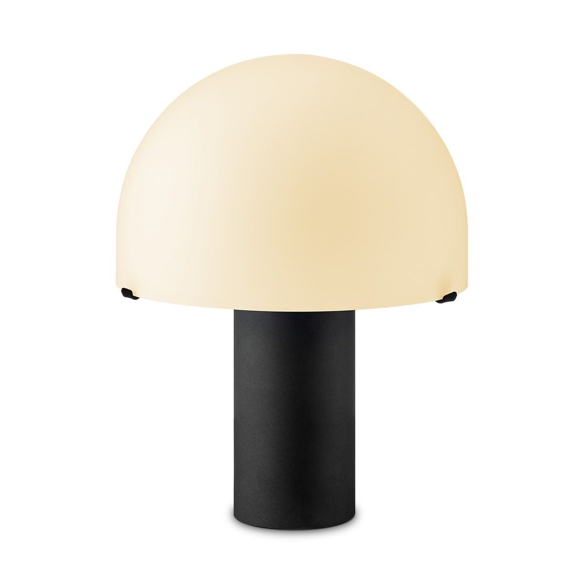 Home Sweet Home Mushroom Tafellamp – Stoer Design in Zwart Metaal en Wit Glas