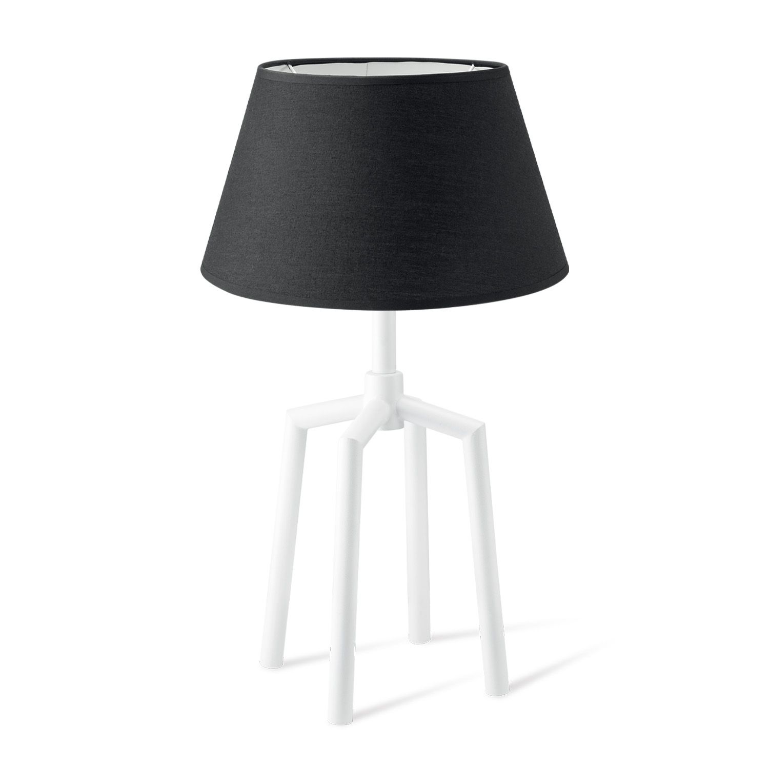 Home sweet home tafellamp Spinn in wit met zwarte lampenkap Largo – strakke eyecatcher voor modern wonen