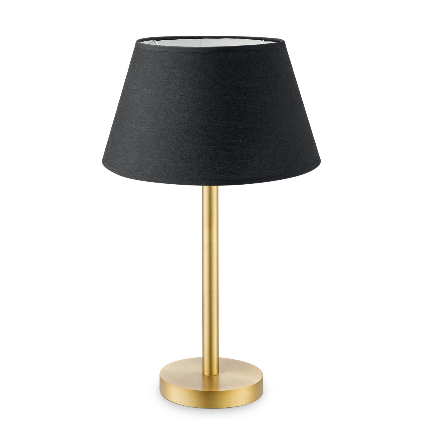 Home sweet home tafellamp Stick – Messing met zwarte katoenen lampenkap Largo