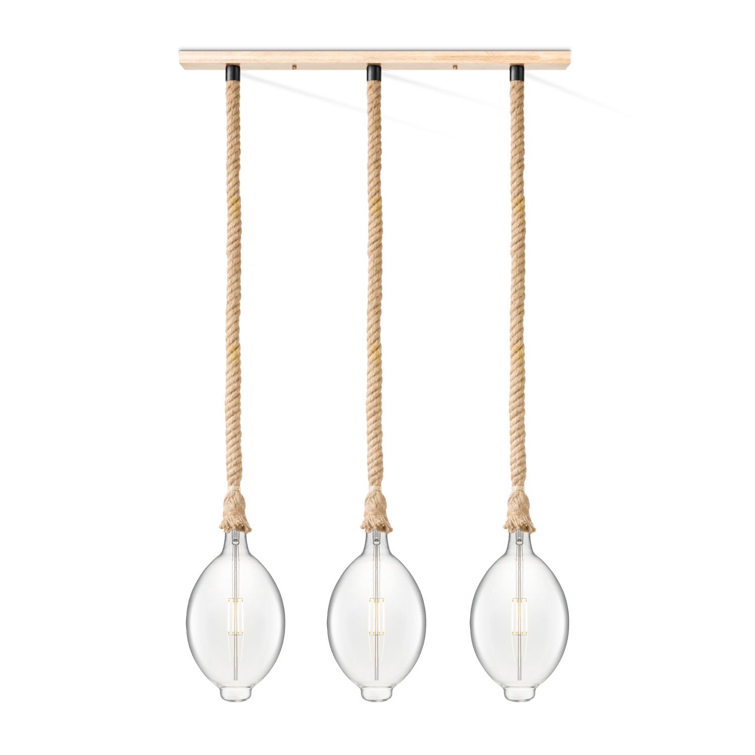 Home Sweet Home Touw Hanglamp Leonardo – 3‑Lichten, Oval Vintage LED, Beige