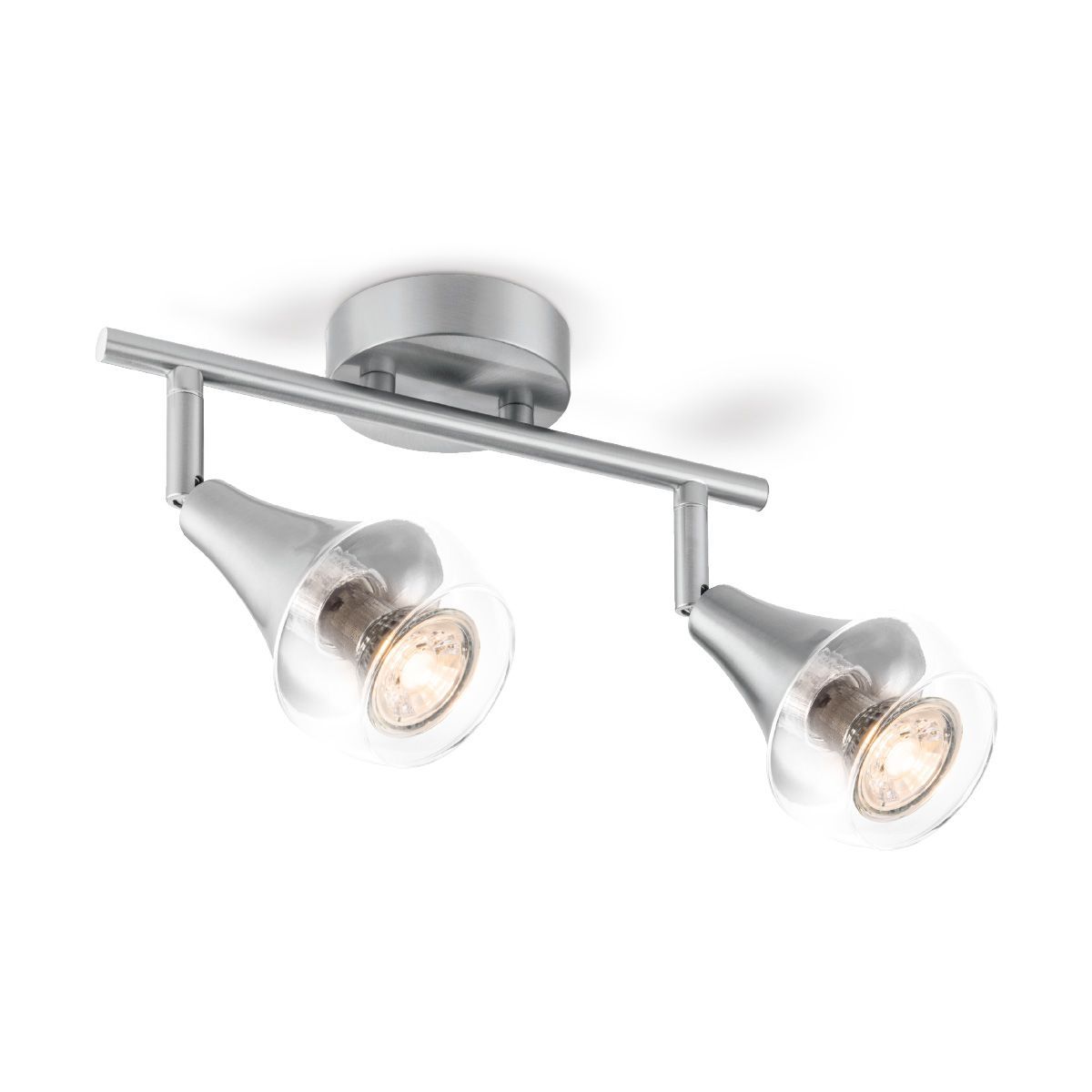 Home sweet home Vaya 2L LED opbouwspot – stijlvolle dubbelspot in mat staal