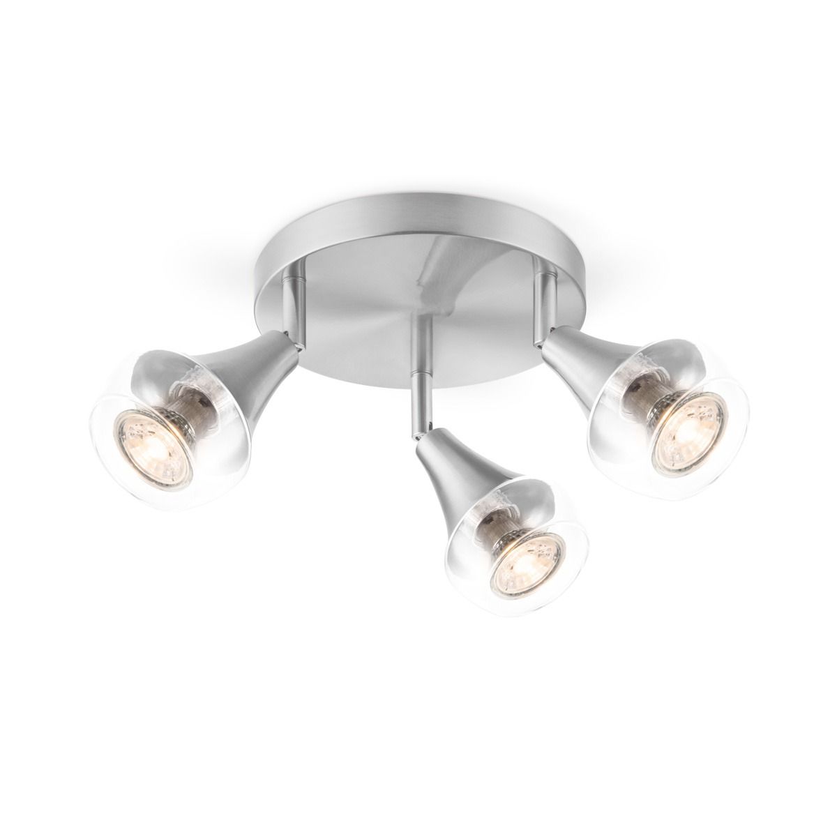 Home Sweet Home Vaya 3‑Licht LED‑opbouwspot Ø 19 cm – Stijlvol mat staal & glas