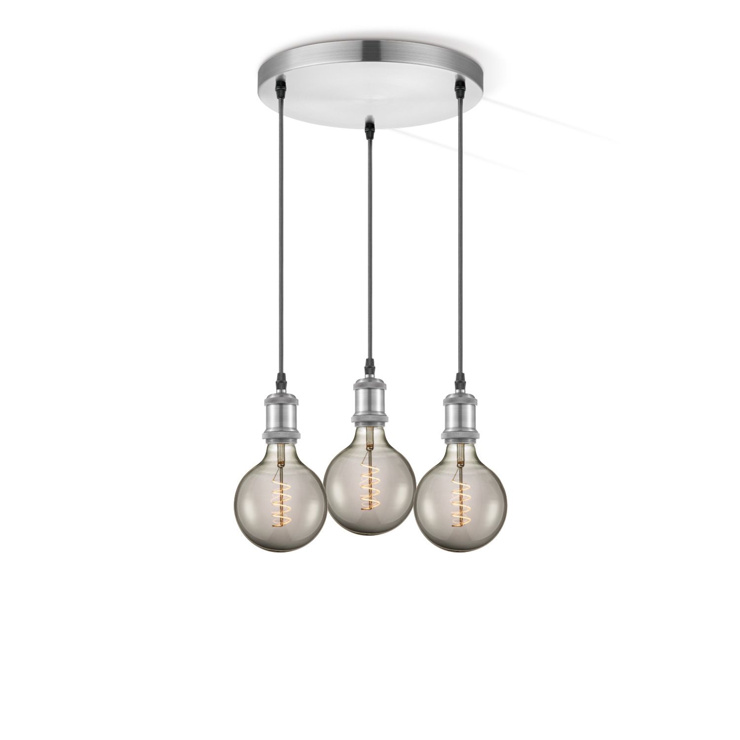 Home Sweet Home Vintage 3‑Licht Hanglamp – Ronde Spiral G125, Smoke