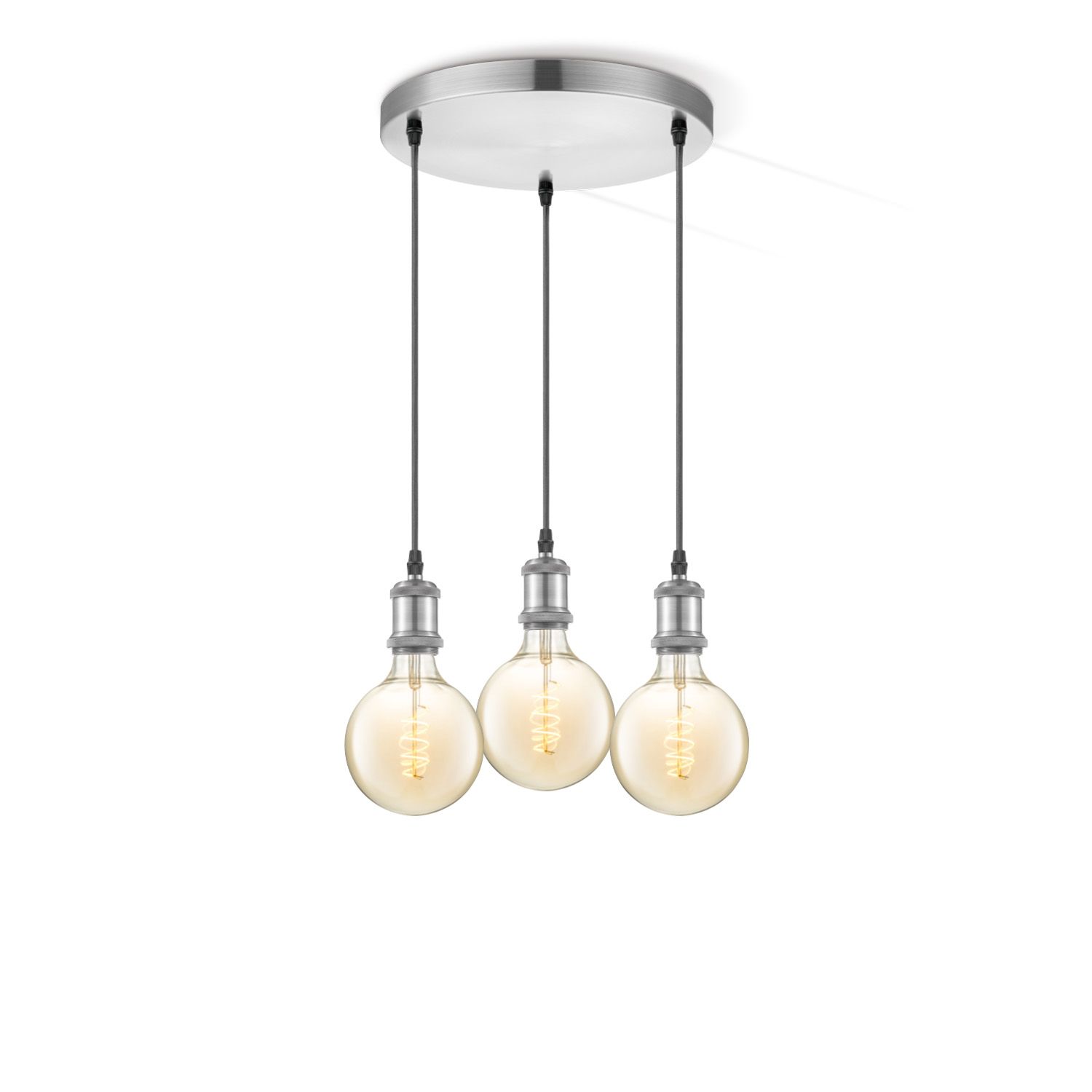 Home Sweet Home Vintage 3‑Licht Hanglamp – Spiral G125 in Amber