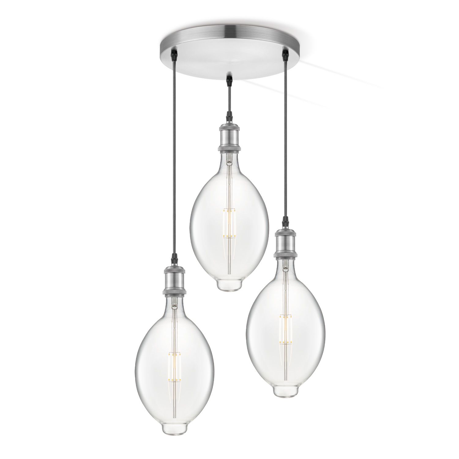 Home Sweet Home Vintage 3L Oval Hanglamp – Stoere Elegantie in Zilver