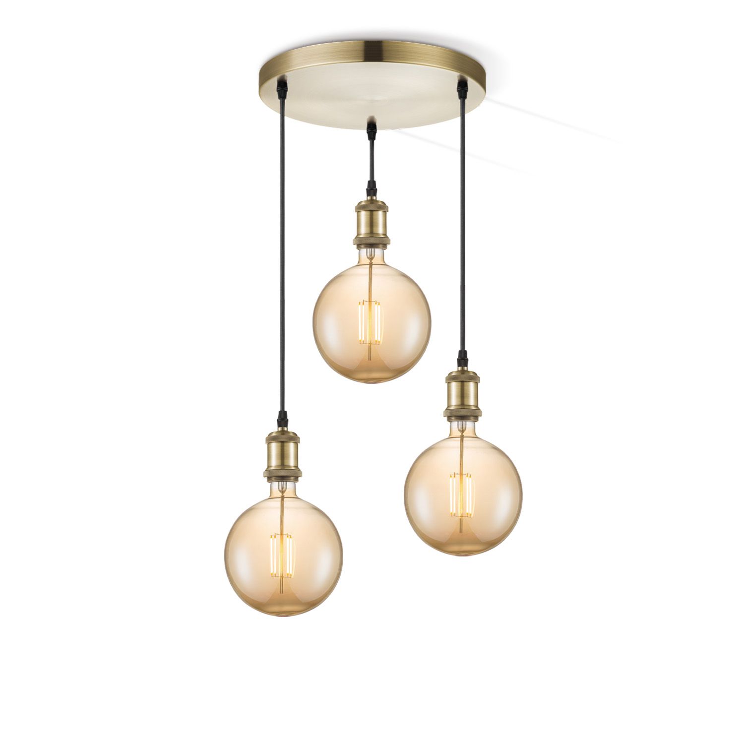 Home Sweet Home Vintage Brons 3‑licht Hanglamp – Amber