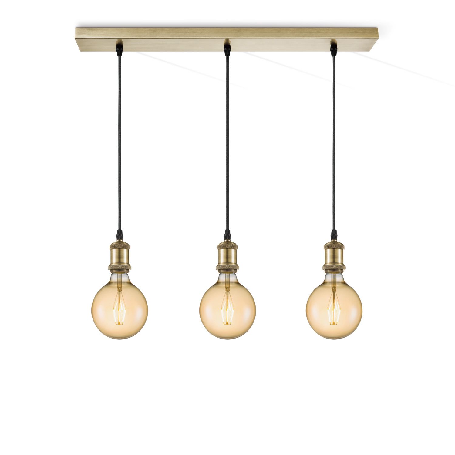Home sweet home Vintage brons hanglamp 3‑Licht Beam Globe – amber
