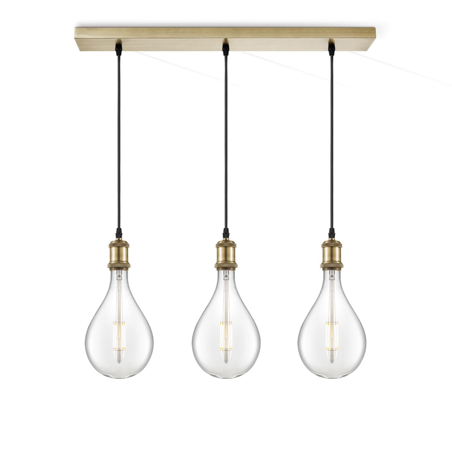 Home sweet home Vintage Brons Hanglamp 3‑Licht Beam Pear – helder