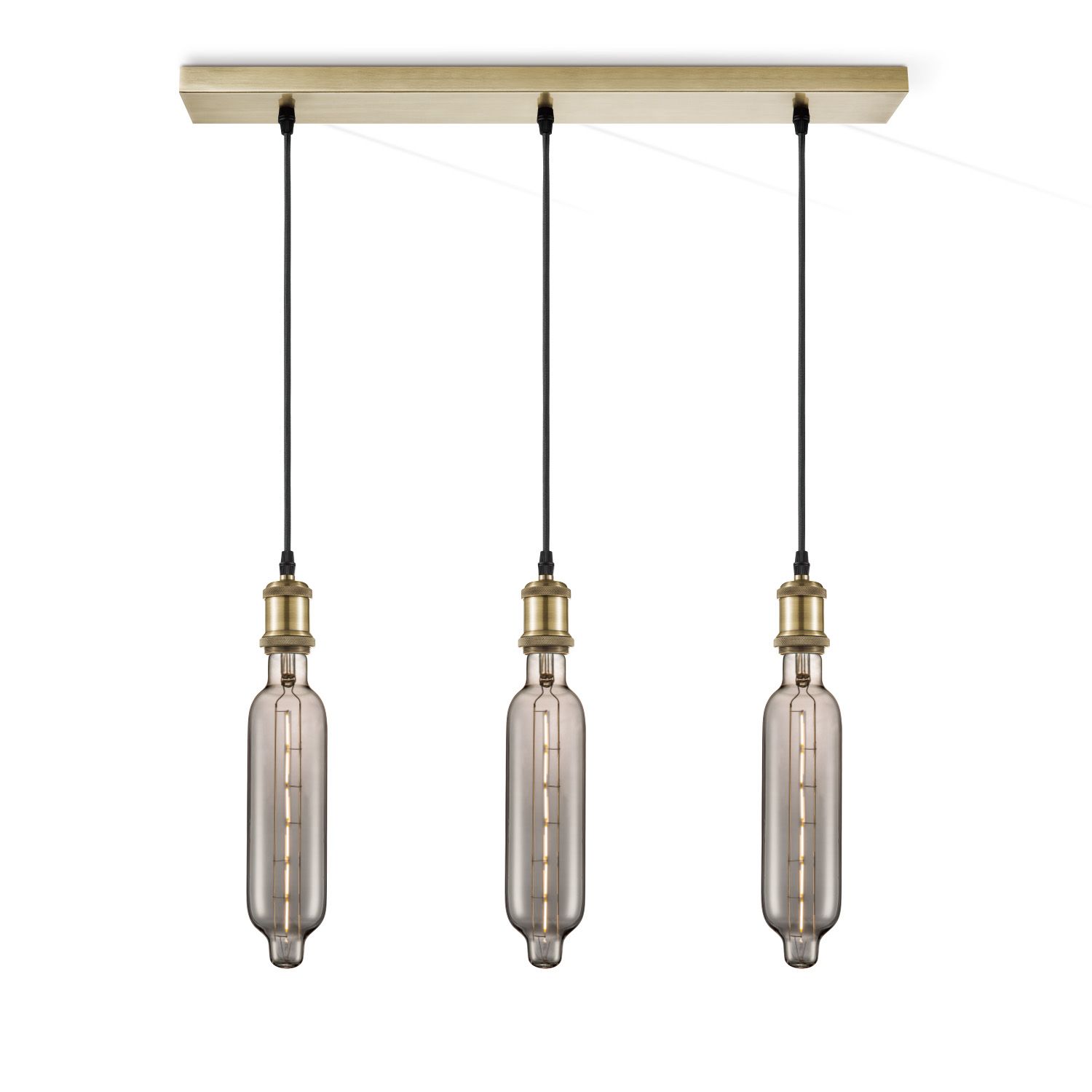 Home Sweet Home Vintage Brons Hanglamp – 3‑Lichts Beam Tube in Smoke