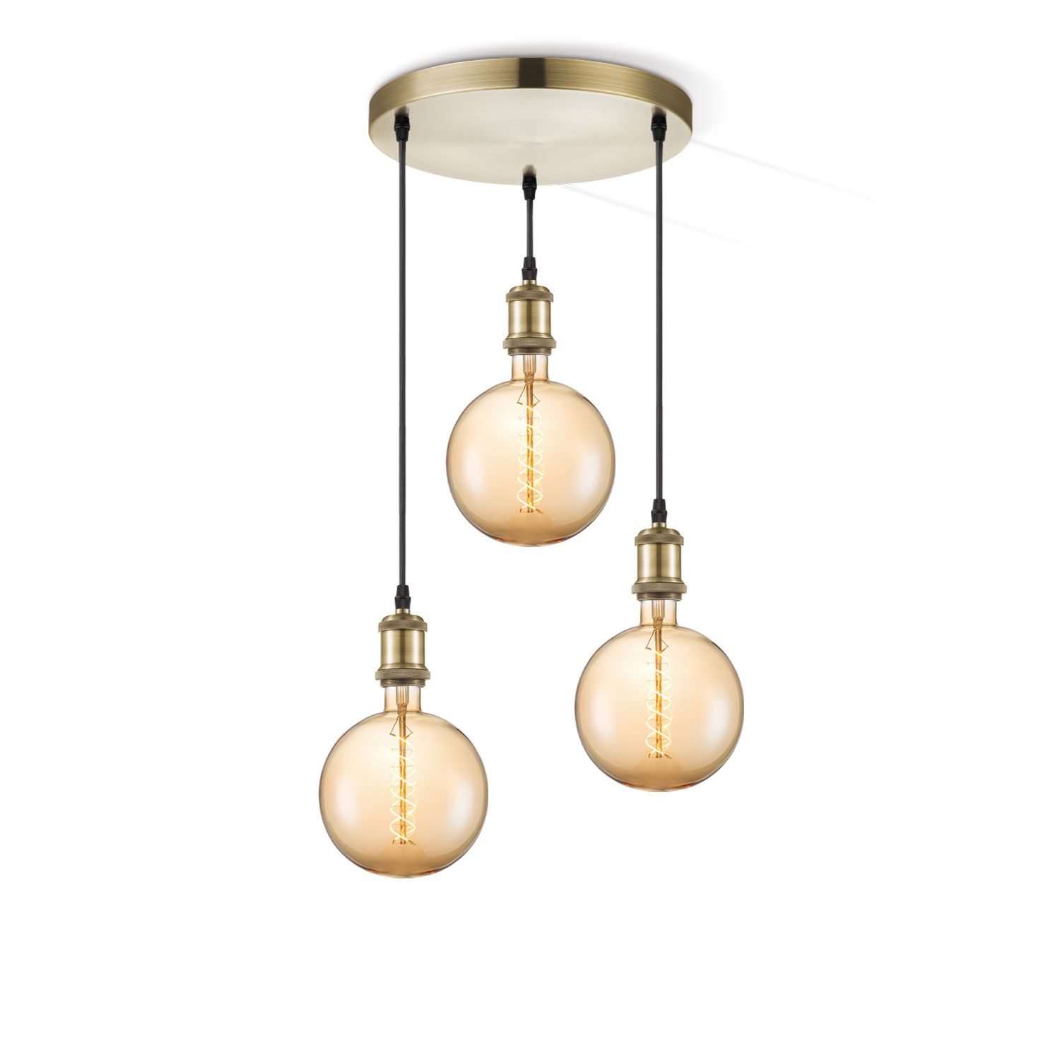 Home Sweet Home Vintage Hanglamp in Amber – 3‑Licht Spiralsnoer, G180