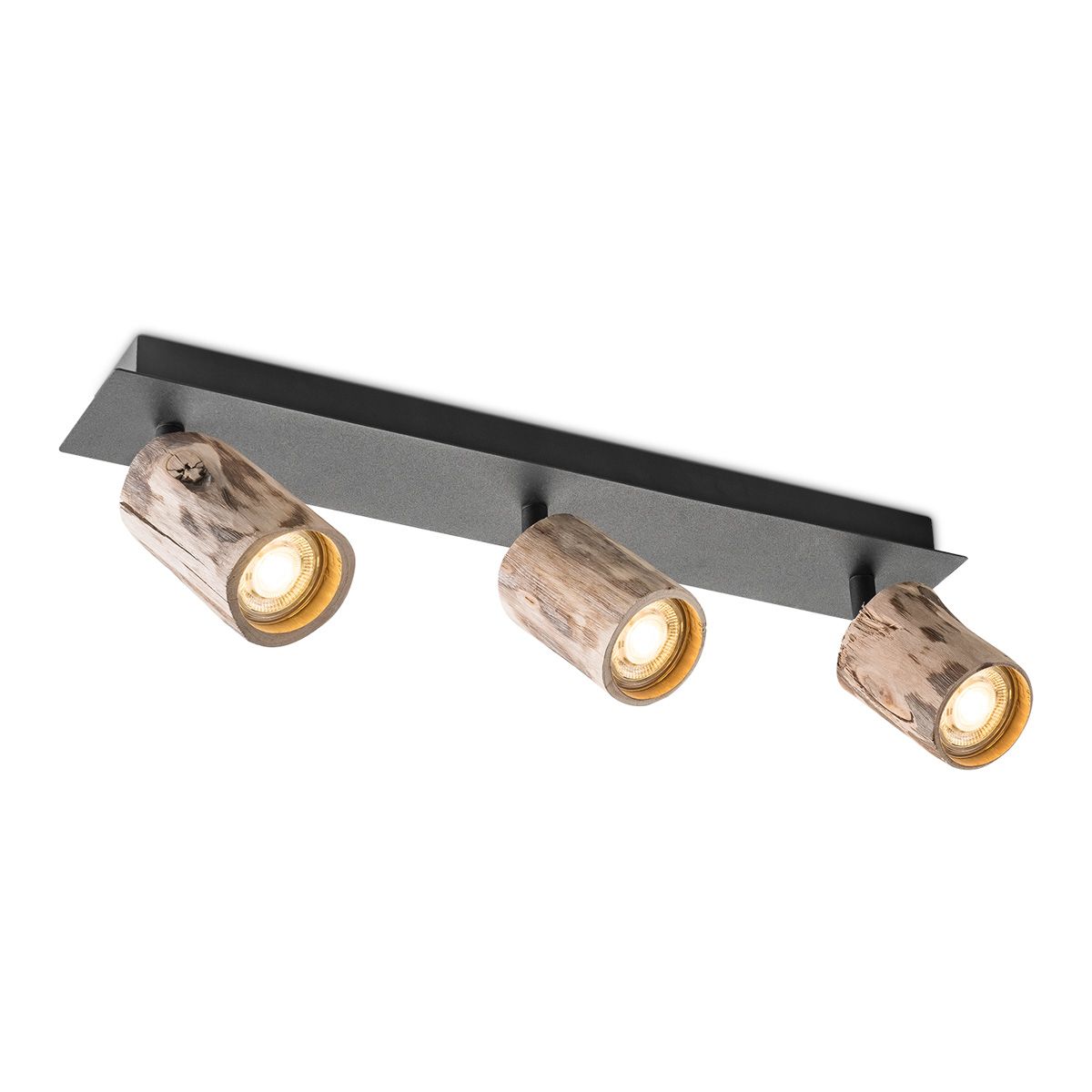 Home Sweet Home Wood 3‑licht opbouwspot Zwart – warme LED verlichting met landelijke charme