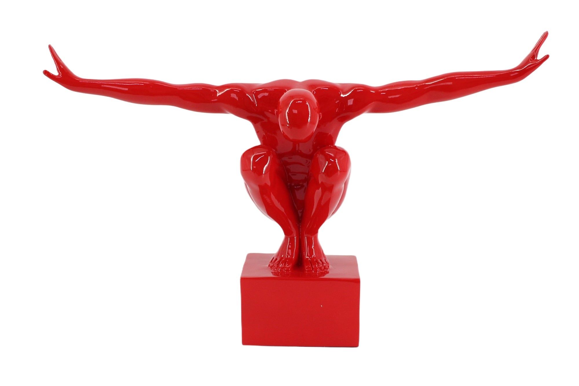 HOOGDIVER – Handgemaakt rood atleetbeeldje van 50 cm – Invicta Interior