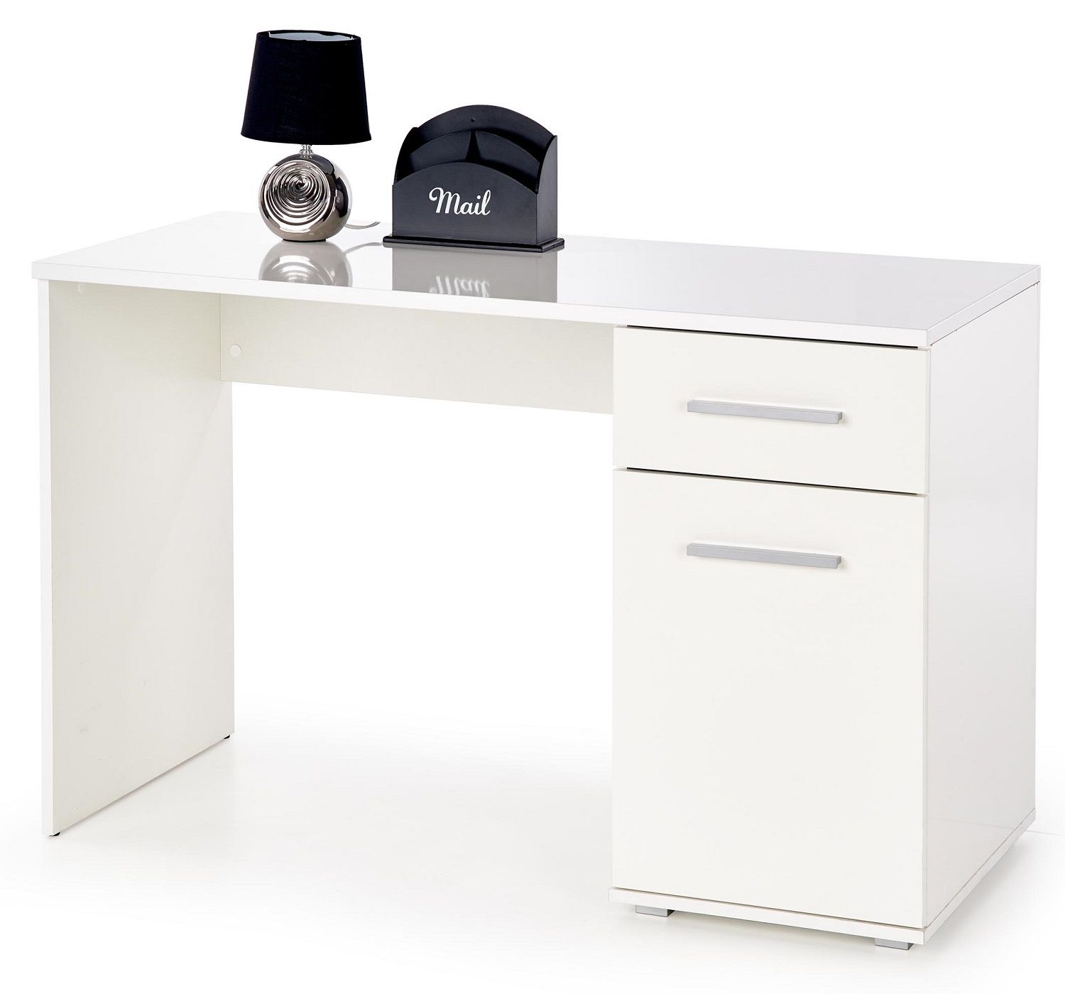 Hoogglans wit computerbureau Lima – 120 cm breed, strak en functioneel