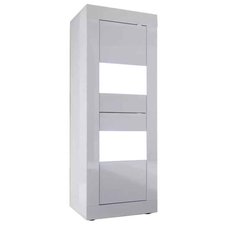 Hoogglans witte vitrinekast Basic small – compacte stijlvolle opberger