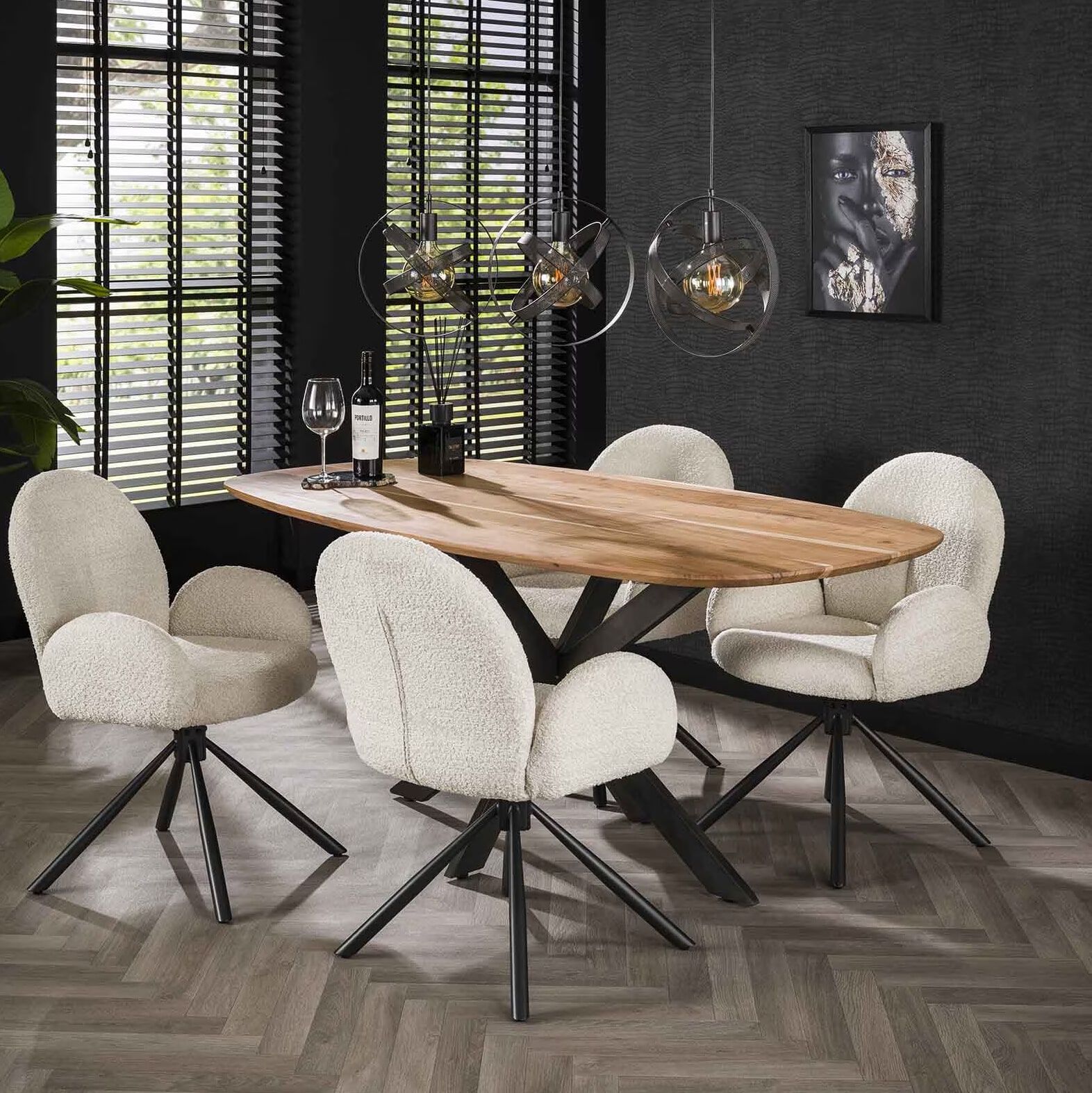 Imre eettafel – Ovale acaciahouten tafel van LifestyleFurn (180 × 95 cm)