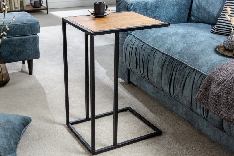 Industrieel Bijzettafel Slim Line 43 cm – Wild Eiken & Zwart – Compacte Laptoptafel van Invicta Interior