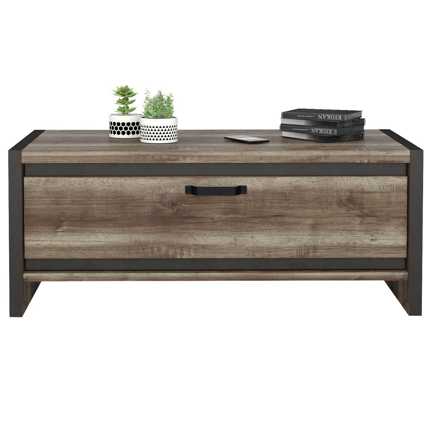 Industrieel design ontmoet warme houttinten: de Salontafel Malt 120 × 60 cm – oud eiken & antraciet