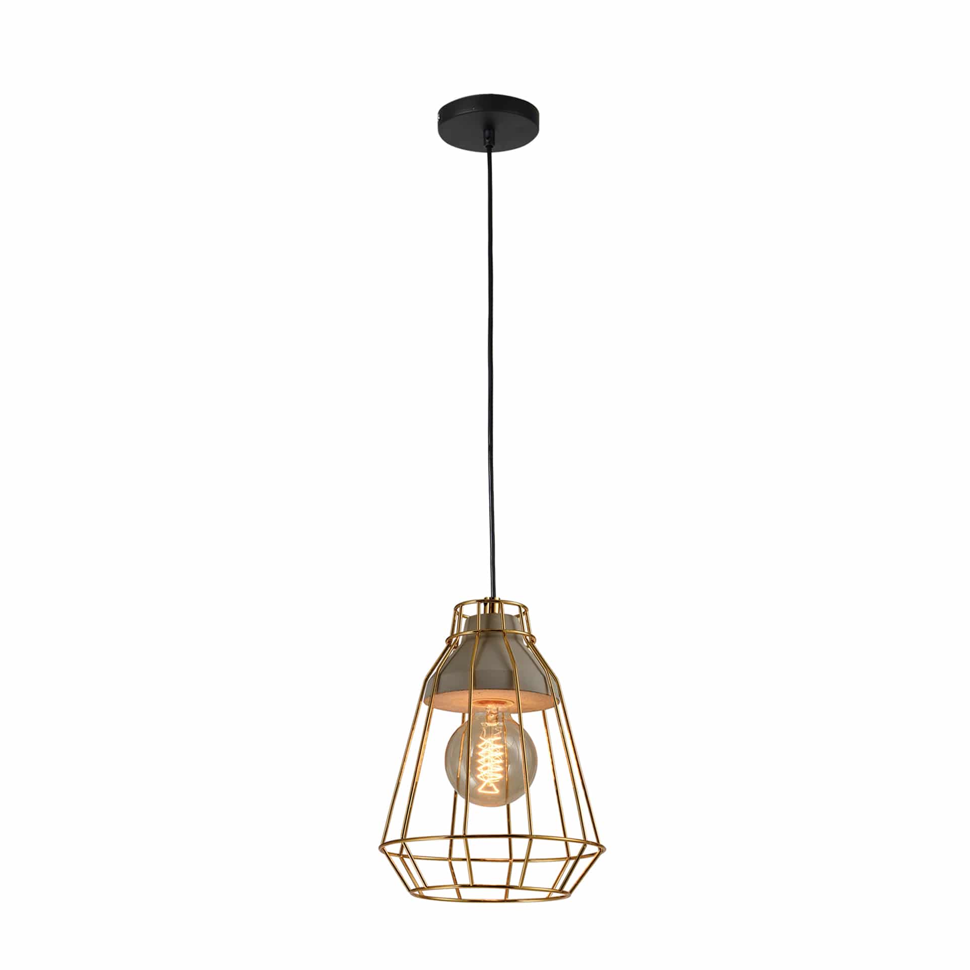 Industrieel design ontmoet warme sfeer: de QUVIO betonnen hanglamp met kooi