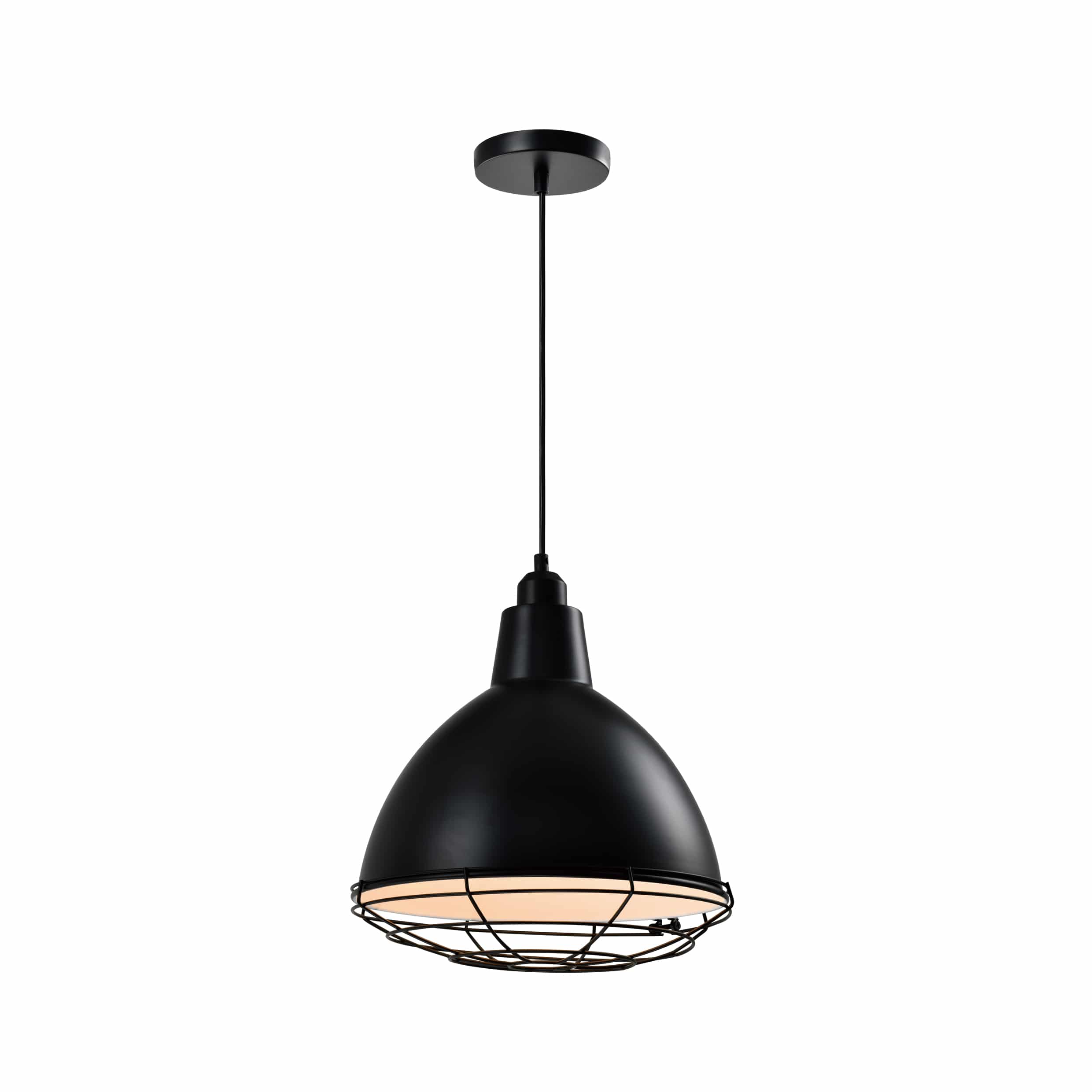 Industrieel design: QUVIO Hanglamp met Zwart Stalen Rooster – 32 cm