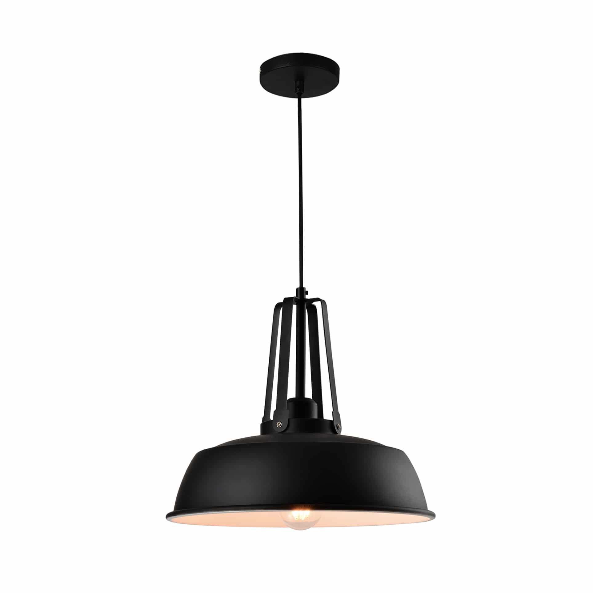 Industrieel design: QUVIO hanglamp met zwarte bolvormige kap – 35 cm
