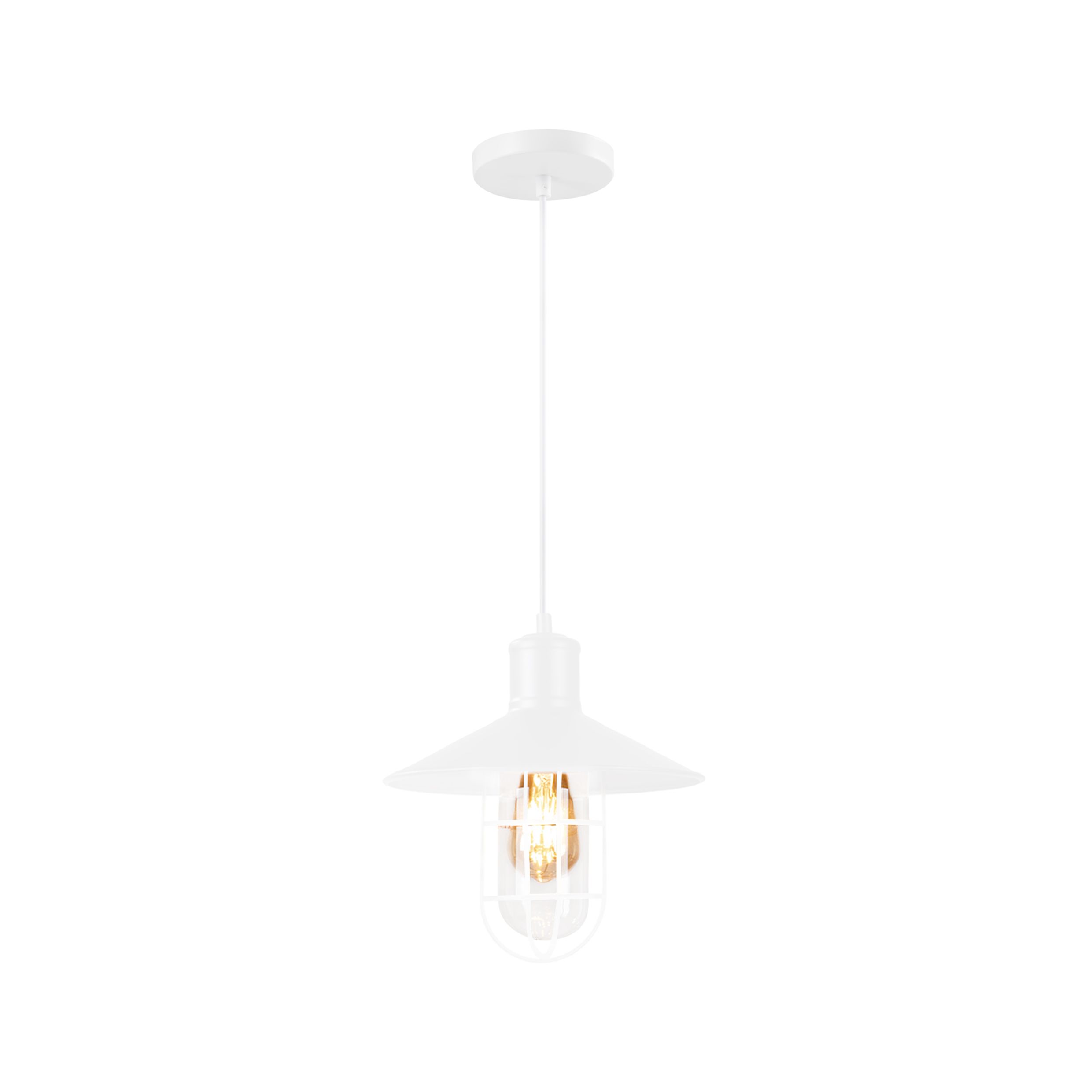 Industrieel design: QUVIO witte glazen hanglamp – 27 cm diameter