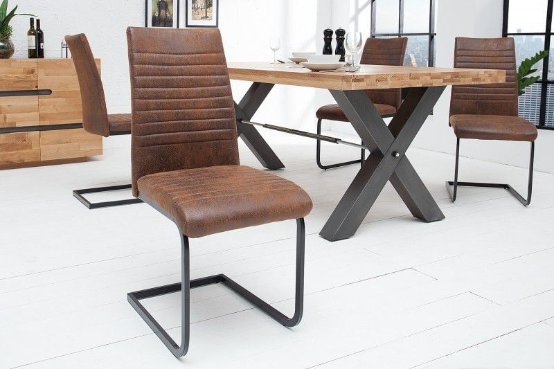 Industrieel Sledestoel Appartement – Antiekbruin Met Metalen Frame