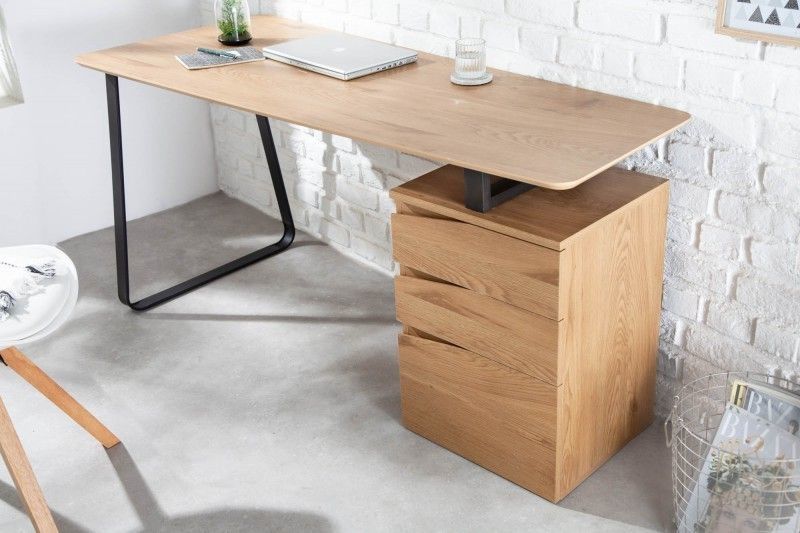 Industrieel STUDIO bureau 160 cm in eikenlook met 3 lades – stijlvol en functioneel