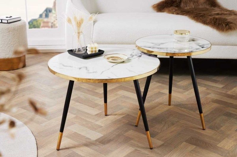 Industrieele bijzettafel CONCIERGE 45 cm – Sheeshamhout & steen, modern design