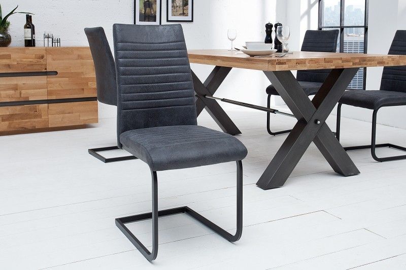Industrieele sledestoel Appartement – antiekgrijs met robuust metalen frame