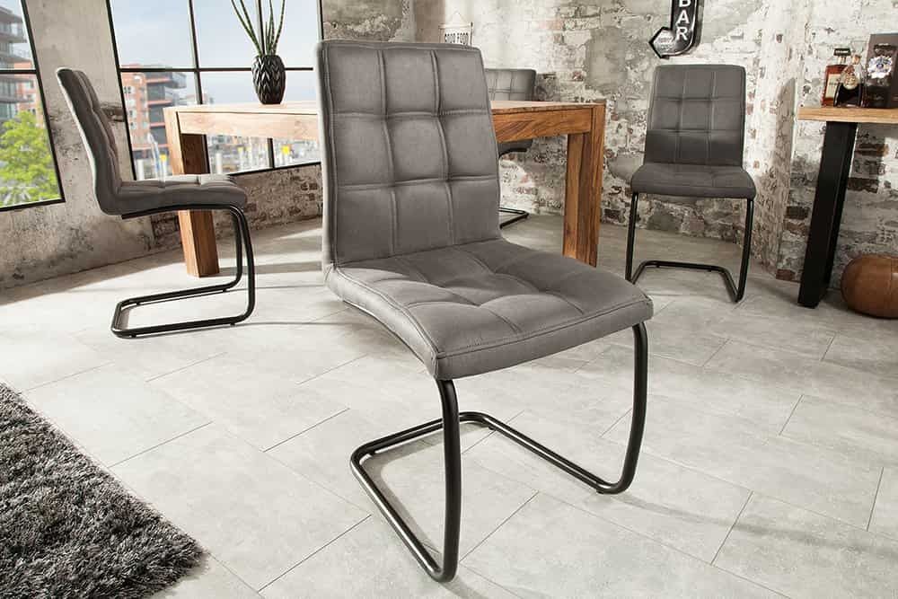 Industrieele sledestoel Modena – vintage grijs met decoratieve stiksels