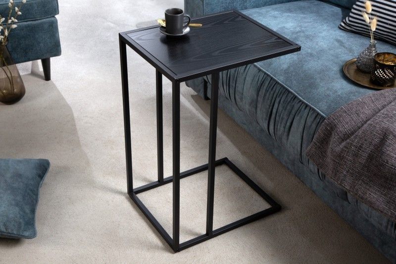 Industriële Bijzettafel Slim Line – Strakke Zwarte Essen voor Laptop & Living