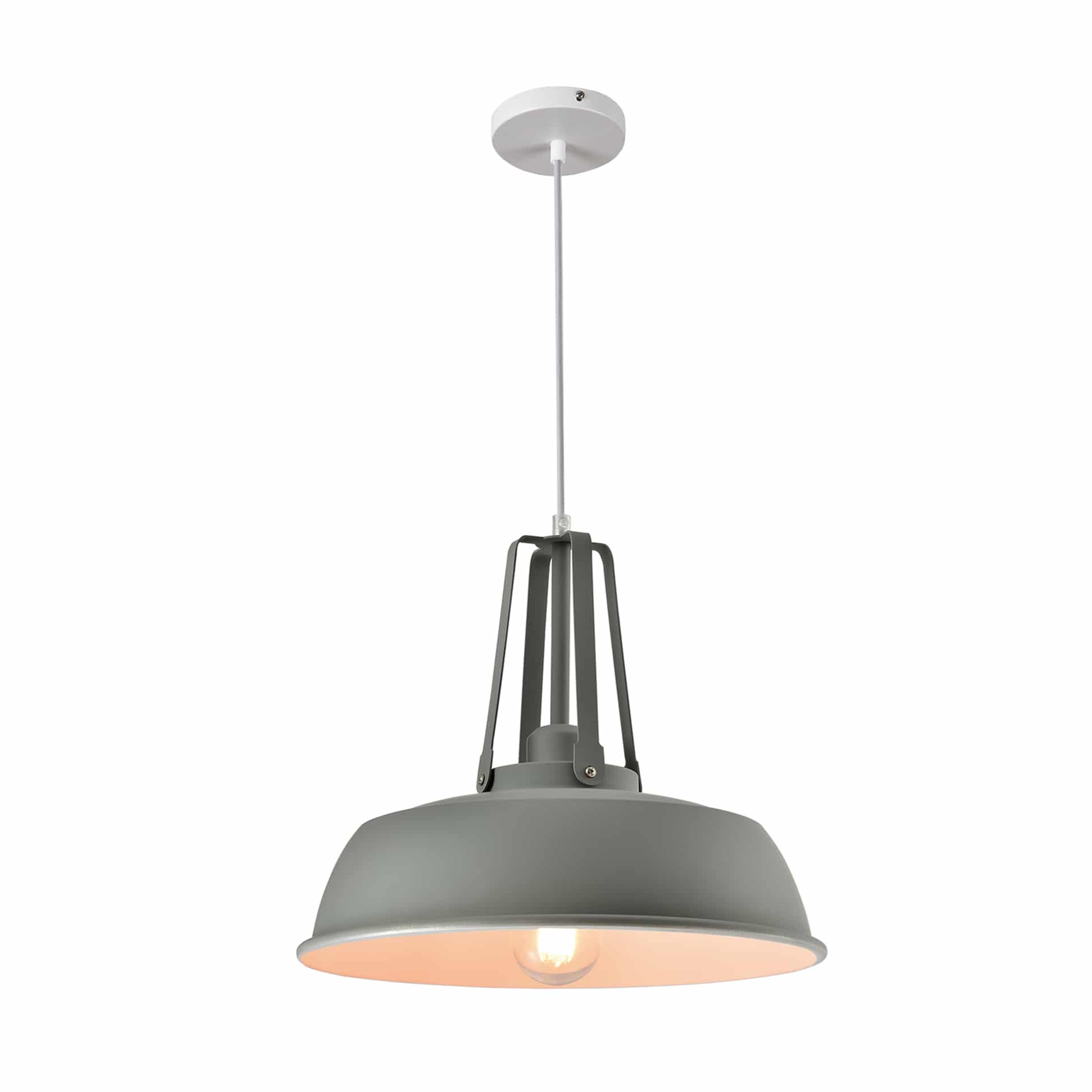 Industriële QUVIO Hanglamp met Bolvormige Kap – 35 cm, Grijs & Groene Gloed