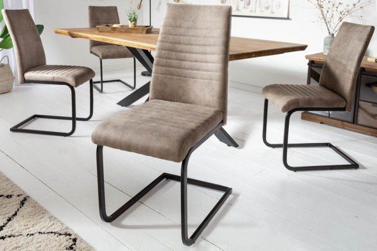 Industriële Sledestoel Appartement – Antiek Taupe met Metalen Frame van Invicta Interior