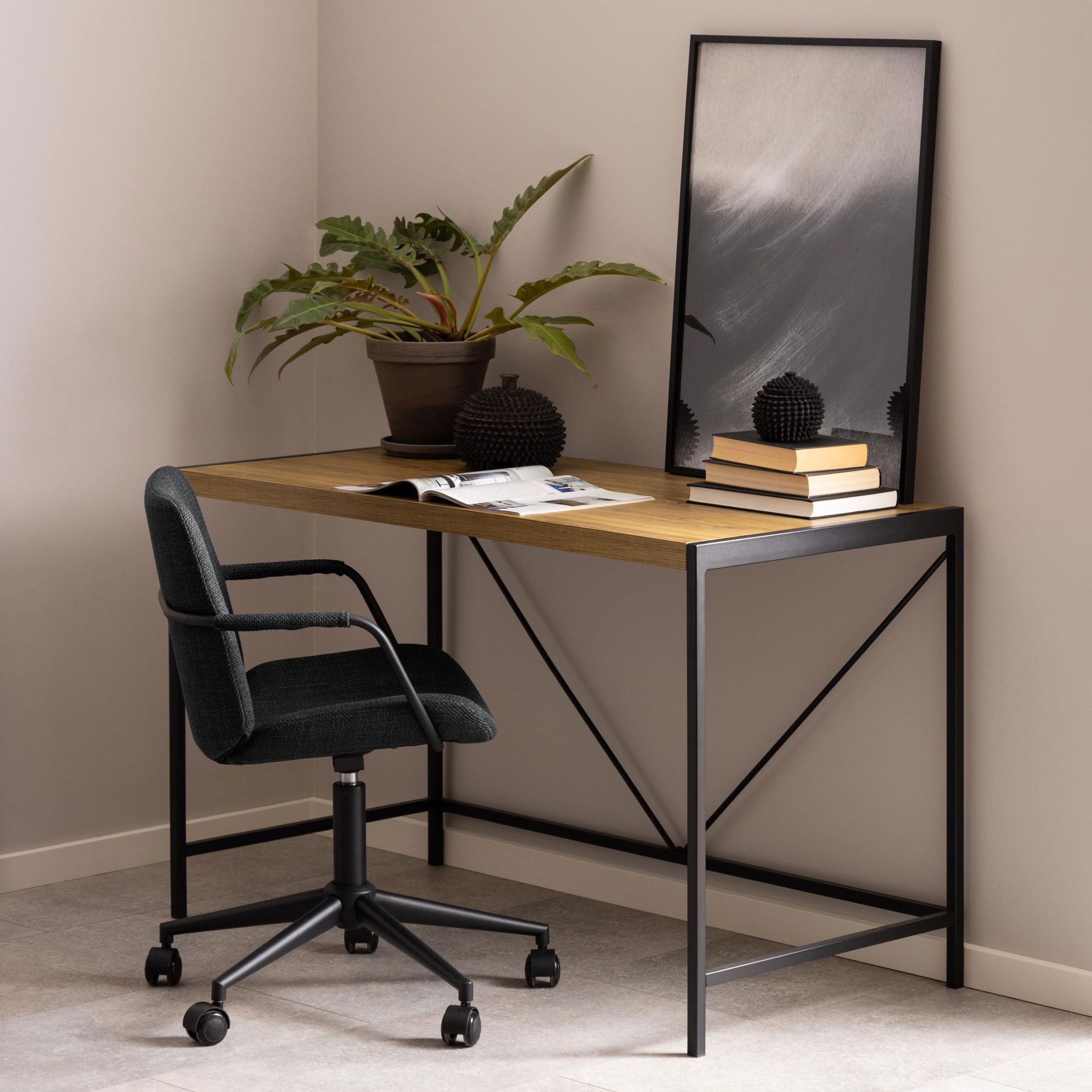 Industriële Werkplek: Bendt Deryk Bureau 120 × 60 cm – Rustieke Eikenlook
