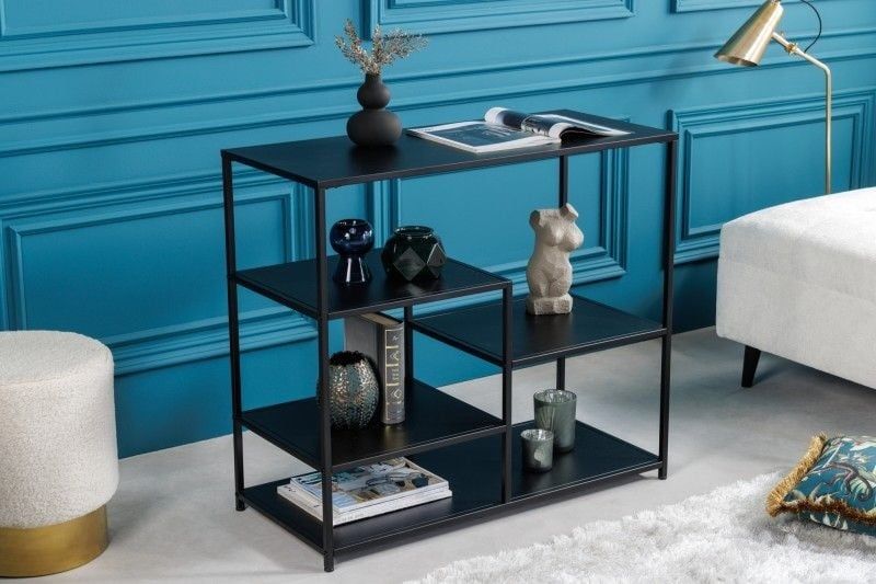 Industriële Zwarte Metalen Console DURA STEEL – 90 cm – Invicta Interior