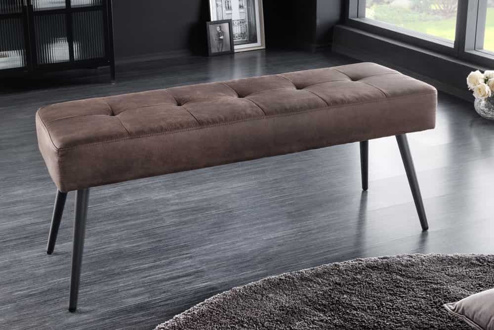 Invicta Interior BOUTIQUE 100 cm designbank – Bruin microvezel, zwarte metalen poten