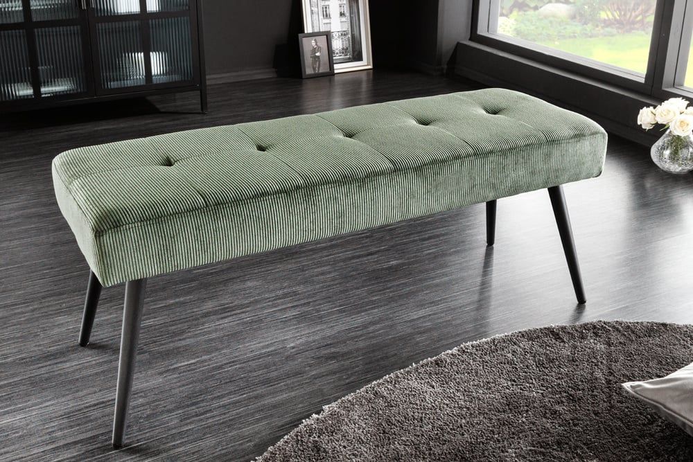 Invicta Interior Boutique bank 100 cm – modern groen met zwart metalen poten