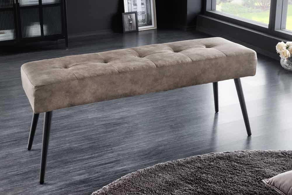 Invicta Interior BOUTIQUE Bank – Taupe Microvezel, 100 cm, Zwarte Metalen Poten