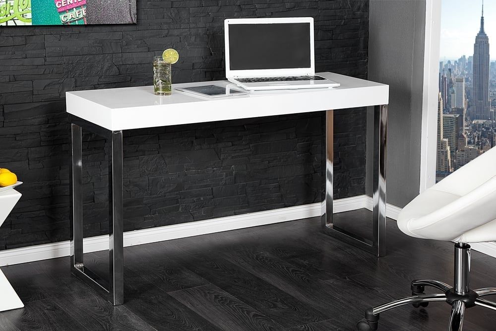 Invicta Interior Design Console WHITE DESK – Hoogglans witte bureautafel 120 cm